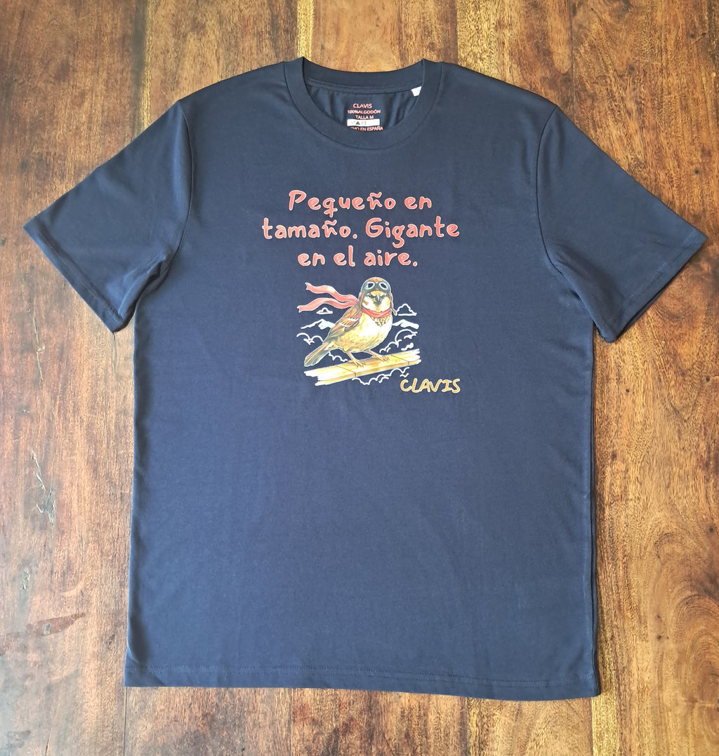 Gorrión — Camiseta Premium Del Alma Del Pueblo. Algodon Organico.