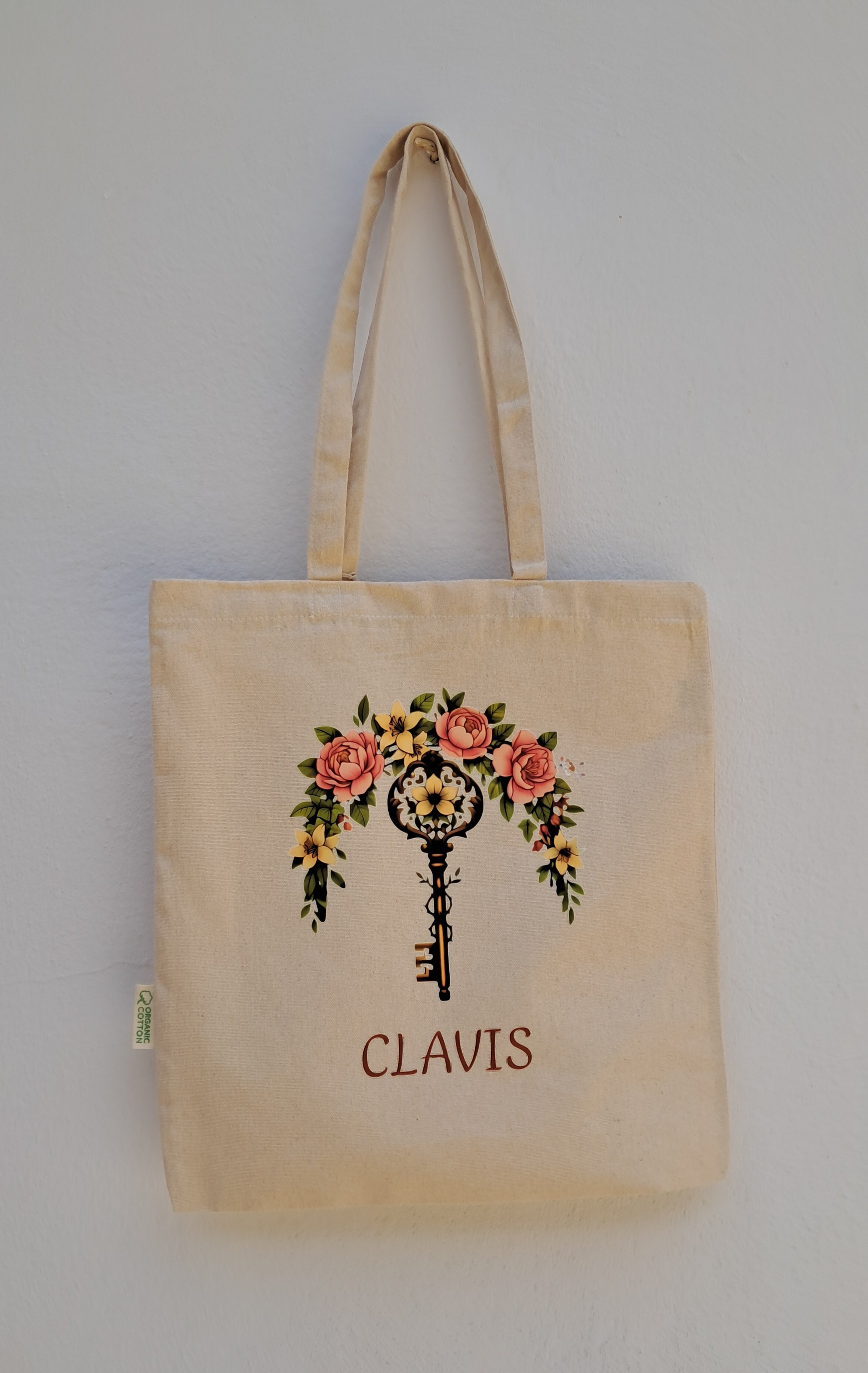 Bolsa de compra Llave Floral ( Tote Bag  ) 100% Algodón Orgánico.