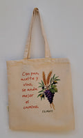 Bolsa de Compra Pan, Aceite y Vino (Tote Bag )100% Algodón Orgánico.