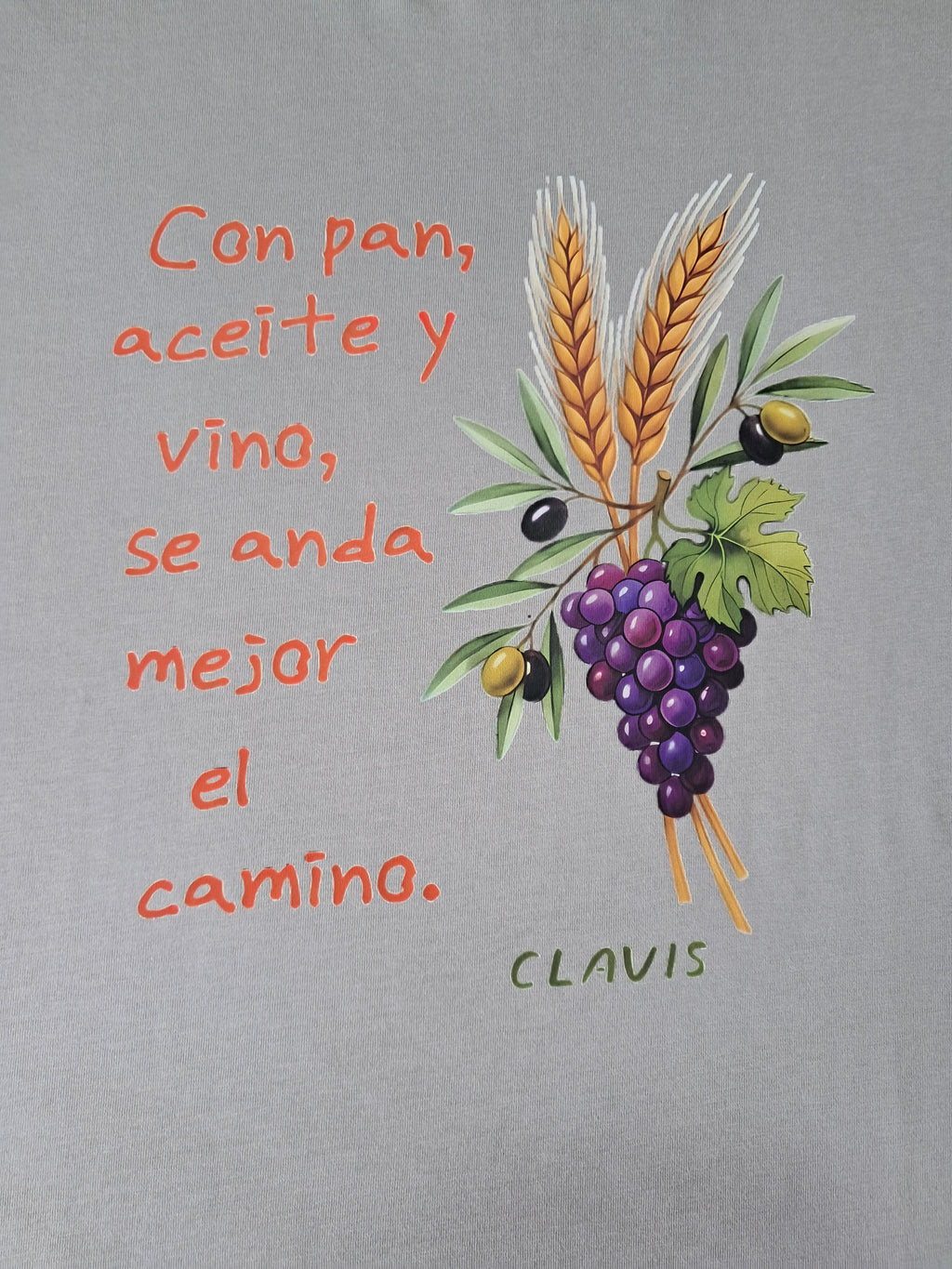 Pan aceite y vino — Camiseta Premium De Estilo Rural. Algodon Organico.