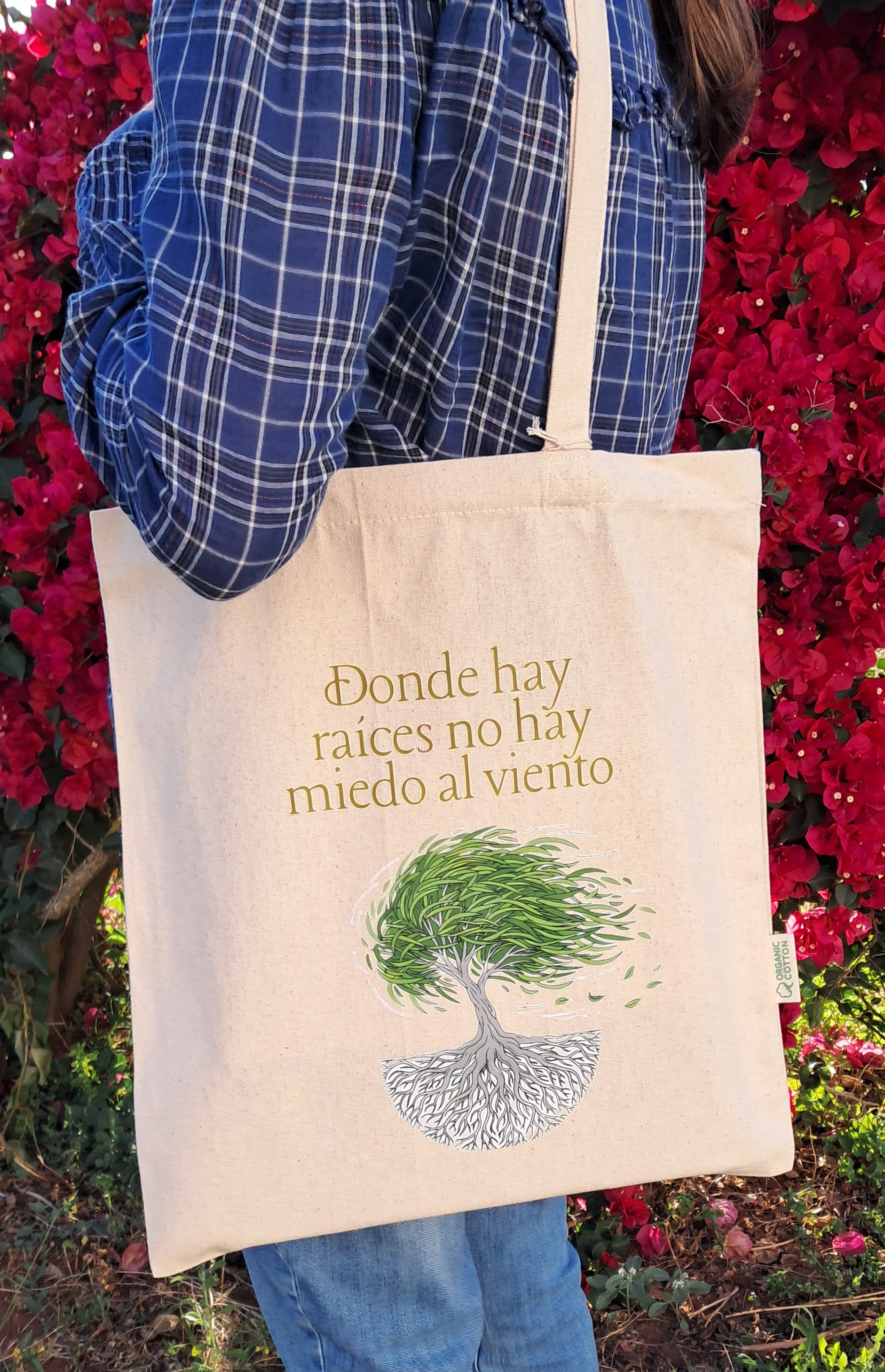 Bolsa de compra Raíces Fuertes ( Tote Bag )100% Algodón Orgánico.