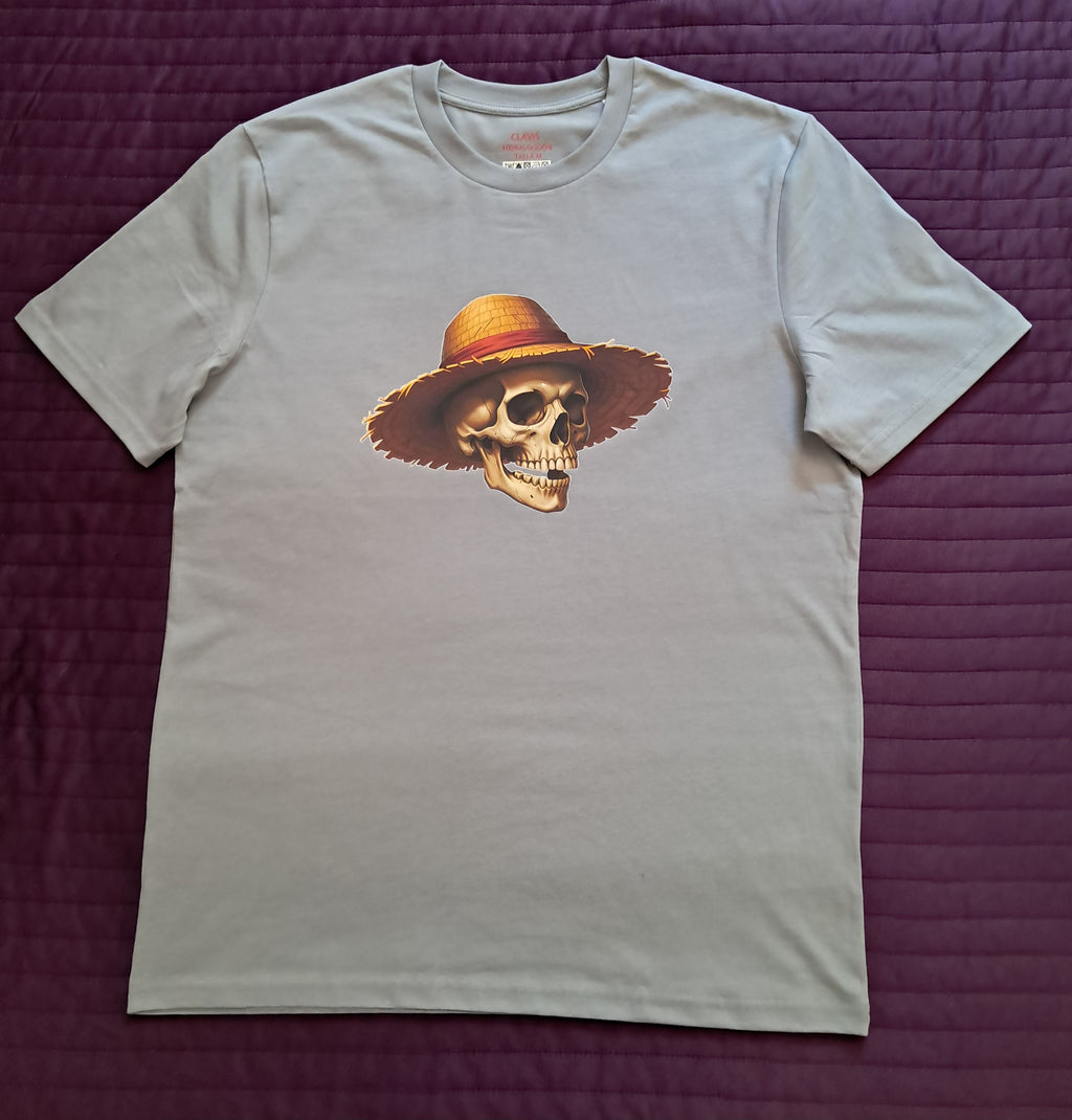 Calavera con Sombrero — Camiseta Premium De Estilo Rural. Algodon Organico.