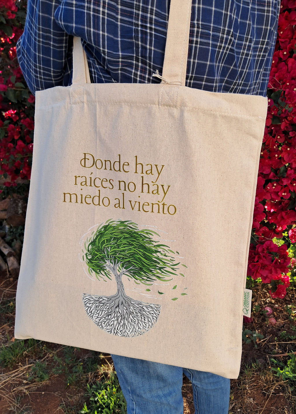 Bolsa de compra Raíces Fuertes ( Tote Bag )100% Algodón Orgánico.