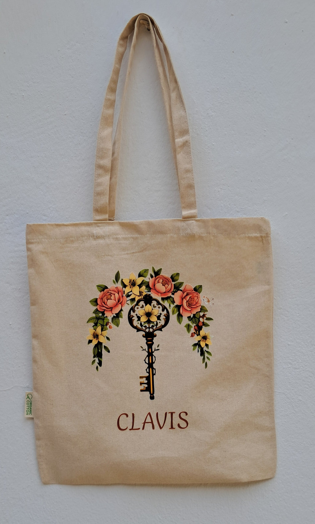 Bolsa de compra Llave Floral ( Tote Bag  ) 100% Algodón Orgánico.