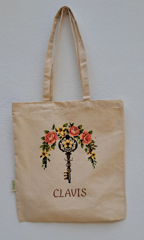 Bolsa de compra Llave Floral ( Tote Bag  ) 100% Algodón Orgánico.