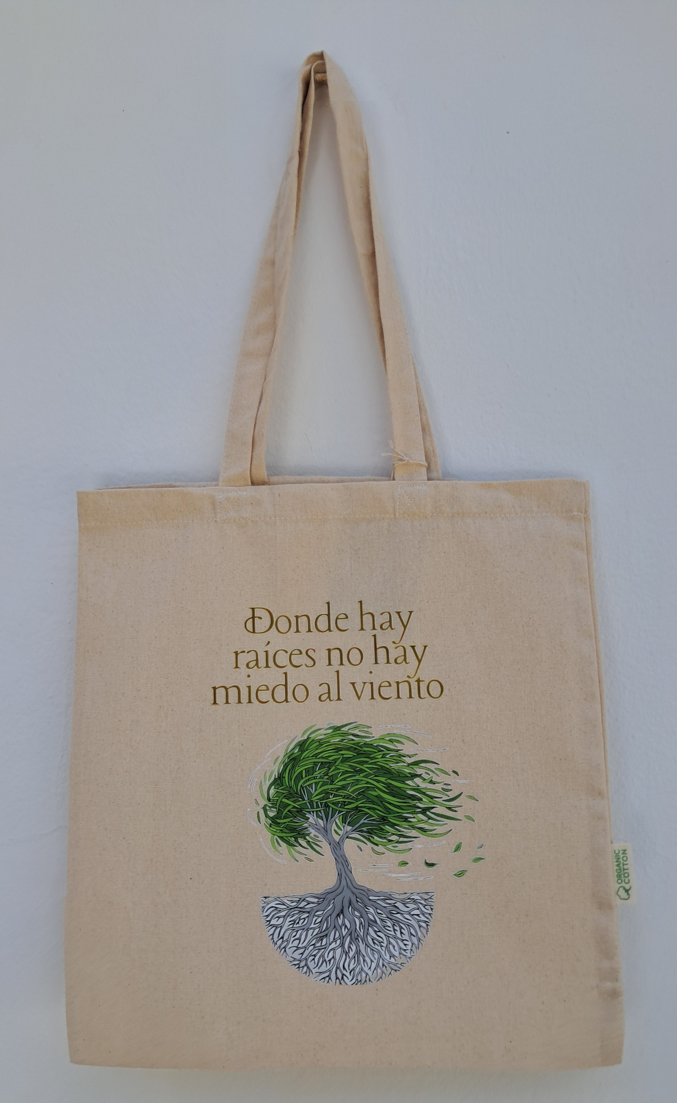 Bolsa de compra Raíces Fuertes ( Tote Bag )100% Algodón Orgánico.